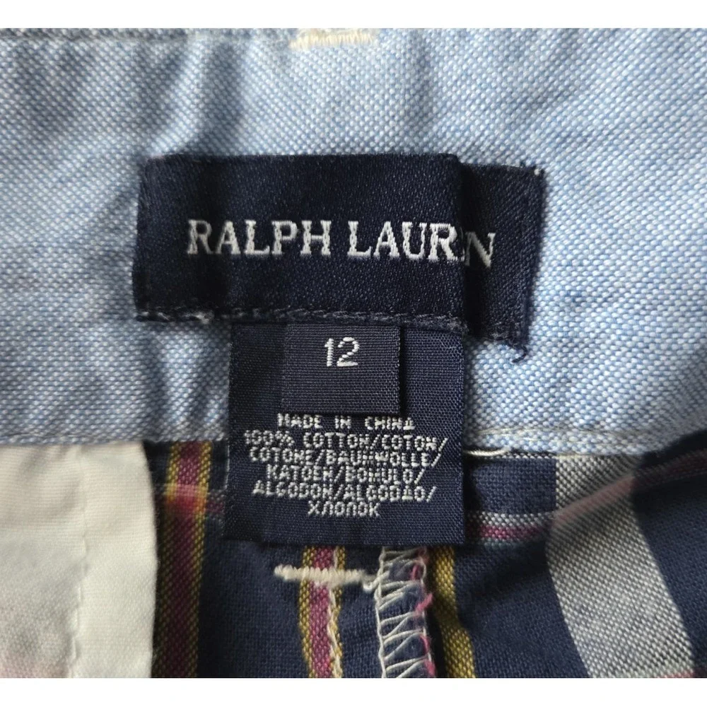 Ralph Lauren Boys 12 madras multi-colored Chino shorts‎ Preppy Logo Beach